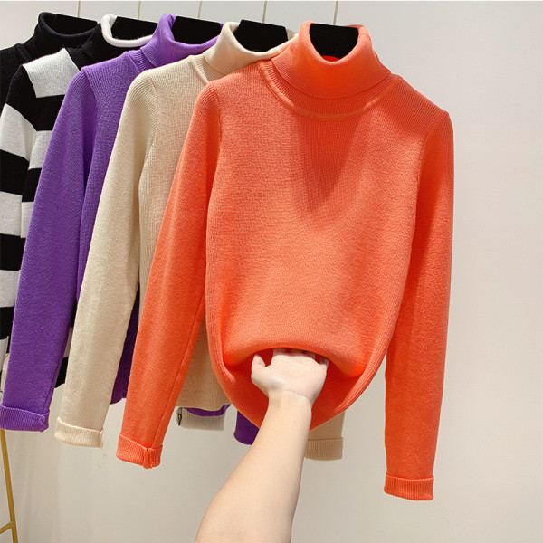 Μοντέρνο γυναικείο πουλόβερ με υψηλό γιακά σε διάφορα χρώματα