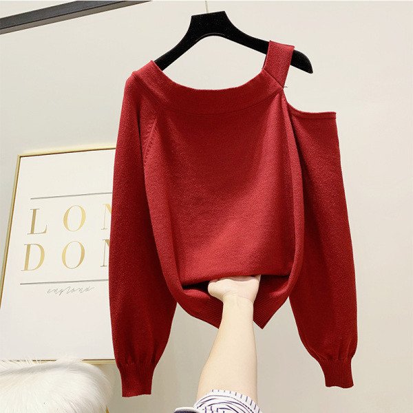 Γυναικείο πουλόβερ  με γυμνό ώμο σε διάφορα χρώματα