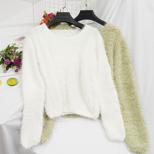 Νέο μοντέλο γυναικείο πουλόβερ με λαιμόκοψη O σε τρία χρώματα