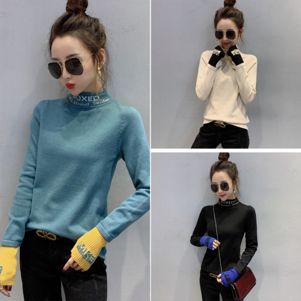 Φθινόπωρο-χειμώνας γυναικεία  μπλούζα με κολάρο σε διάφορα χρώματα