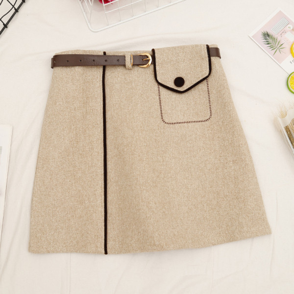 Μοντέρνα γυναικεία φούστα με ζώνη και ψηλή μέση σε τρία χρώματα