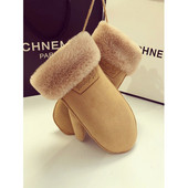 Нов модел дамски ръкавици с пух в кафяв,сив и розов цвят