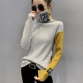 Női alkalmi csíkos blúz polo gallérral több színben