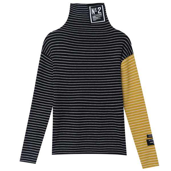 Női alkalmi csíkos blúz polo gallérral több színben