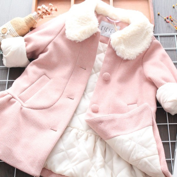 Νέο μοντέλο παιδικό παλτό για κορίτσια με απαλό ροζ χρώμα