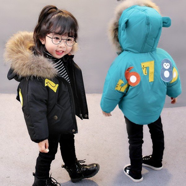 Μοντέρνο παιδικό μπουφάν για κορίτσια σε δύο χρώματα με εφαρμογή