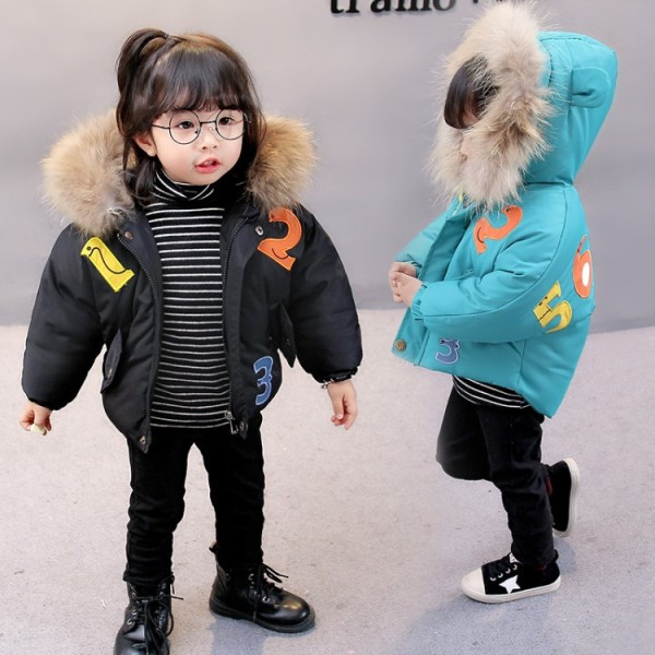 Μοντέρνο παιδικό μπουφάν για κορίτσια σε δύο χρώματα με εφαρμογή