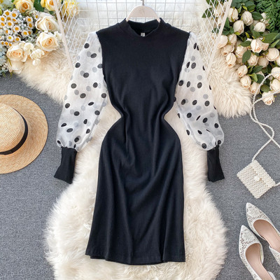 Lezser női ruha kerek nyakkivágással, négy színben