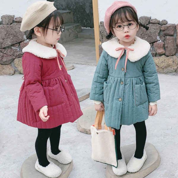 Μοντέρνο παιδικά μπουφάν για τα κορίτσια σε δύο χρώματα με κουμπιά και τσέπες