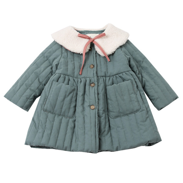 Μοντέρνο παιδικά μπουφάν για τα κορίτσια σε δύο χρώματα με κουμπιά και τσέπες