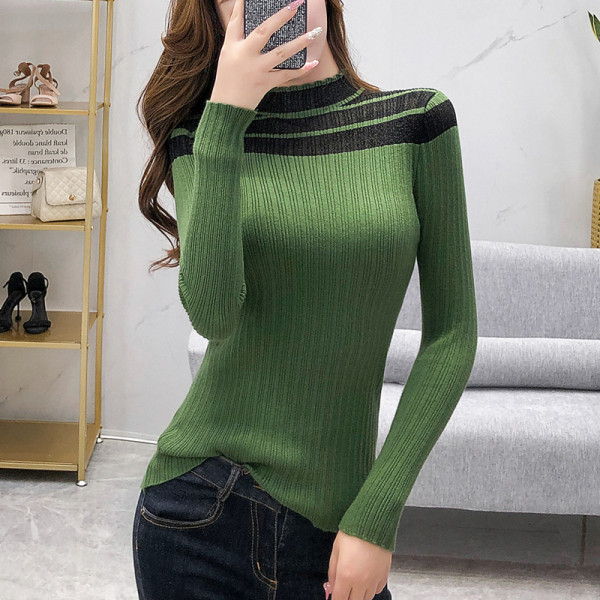 Γυναικεία casual μπλούζα σε μπεζ, πράσινο, μαύρο και πορτοκαλί χρώμα