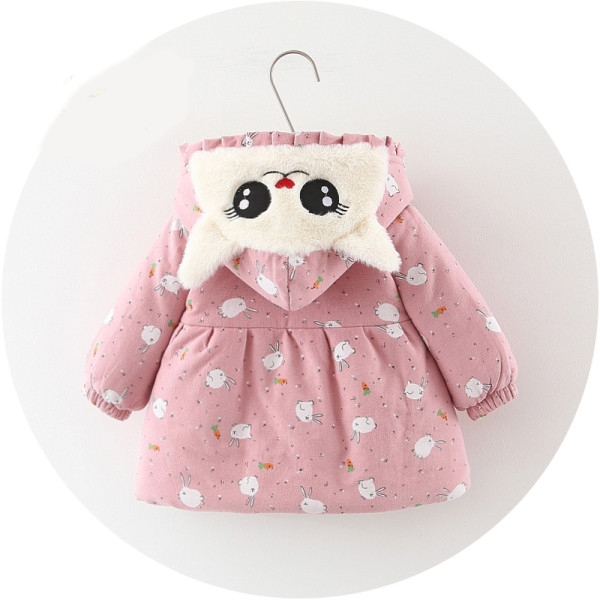 Μοντέρνο παιδικό μπουφάν για κορίτσια με κουκούλα - σε ροζ και κίτρινο χρώμα