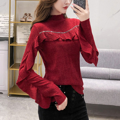 Κομψή  γυναικεία μπλούζα με μανίκια λωτού σε διάφορα χρώματα