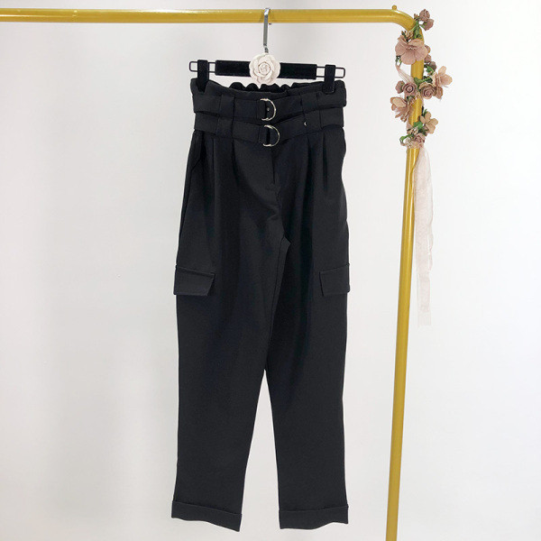 Női alkalmi nadrág magas derékkal és zsebekkel