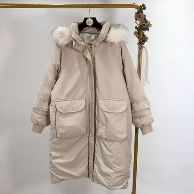 Μακρύ χειμωνιάτικο μπουφάν με τσέπες και κουκούλα σε διάφορα χρώματα