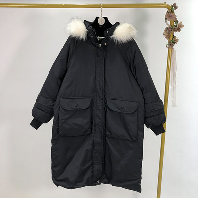 Μακρύ χειμωνιάτικο μπουφάν με τσέπες και κουκούλα σε διάφορα χρώματα