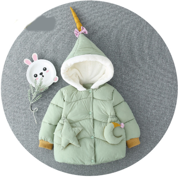 Μοντέρνο παιδικό μπουφάν με κουκούλα και κουμπιά σε ροζ, κόκκινο και πράσινο χρώμα