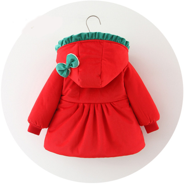 Μοντέρνο παιδικό μπουφάν με κουκούλα και κουμπιά σε ροζ, κόκκινο και κίτρινο χρώμα