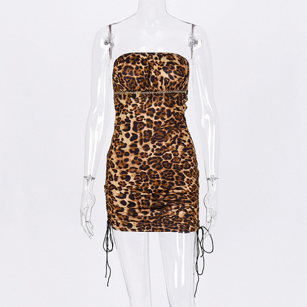 Stílusos női ruha leopárd mintával