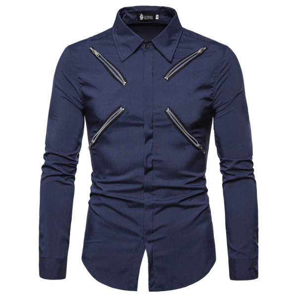 Modern férfi ing cipzárral, négy színben