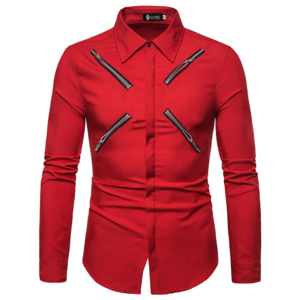 Modern férfi ing cipzárral, négy színben