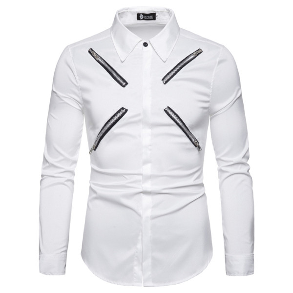 Modern férfi ing cipzárral, négy színben