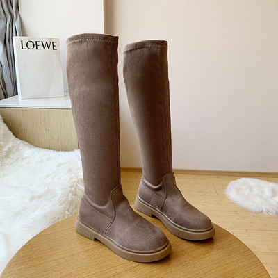 Γυναικείες χειμερινές μπότες με επίπεδη σόλα από οικολογικό σουέτ σε διάφορα χρώματα