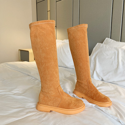 Γυναικείες χειμερινές μπότες με επίπεδη σόλα από οικολογικό σουέτ σε διάφορα χρώματα