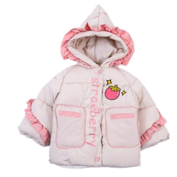 Μοντέρνο μπουφάν για κορίτσια σε ροζ και λευκό χρώμα με εφαρμογές