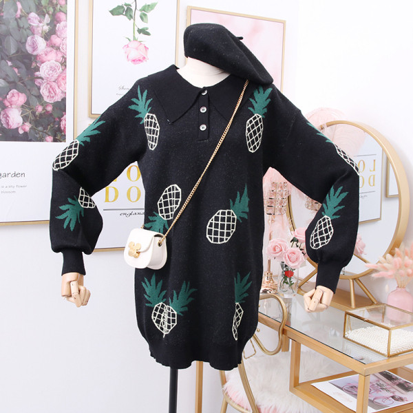 Νέο μοντέλο γυναικέιο πουλόβερ με χρωματιστό μοτίβο σε μαύρο και γκρι χρώμα