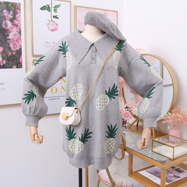 Νέο μοντέλο γυναικέιο πουλόβερ με χρωματιστό μοτίβο σε μαύρο και γκρι χρώμα