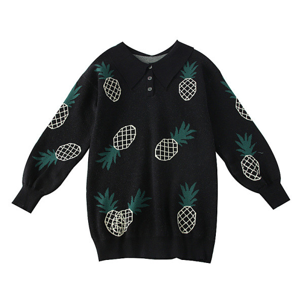 Νέο μοντέλο γυναικέιο πουλόβερ με χρωματιστό μοτίβο σε μαύρο και γκρι χρώμα