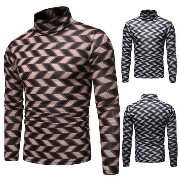 Μοντέρνο  ανδρικό πουλόβερ  με υψηλό κολάρο σε δύο χρώματα