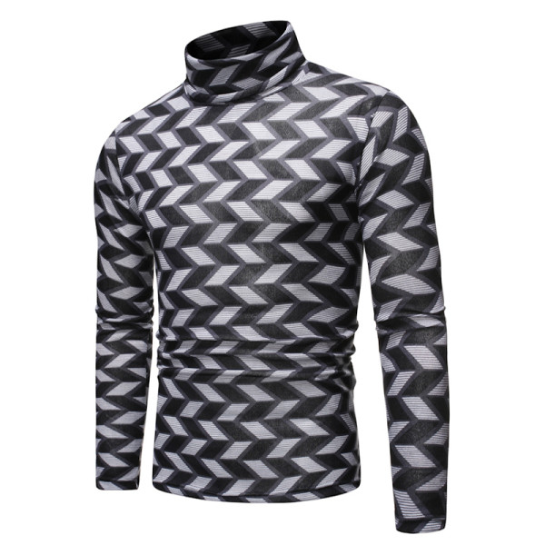 Μοντέρνο  ανδρικό πουλόβερ  με υψηλό κολάρο σε δύο χρώματα