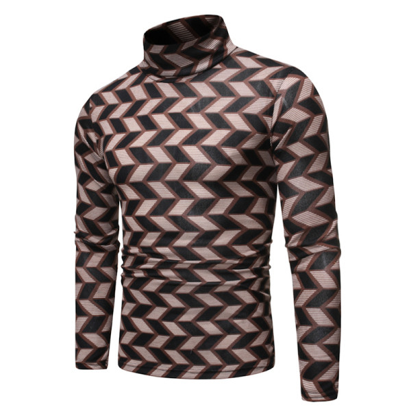 Μοντέρνο  ανδρικό πουλόβερ  με υψηλό κολάρο σε δύο χρώματα