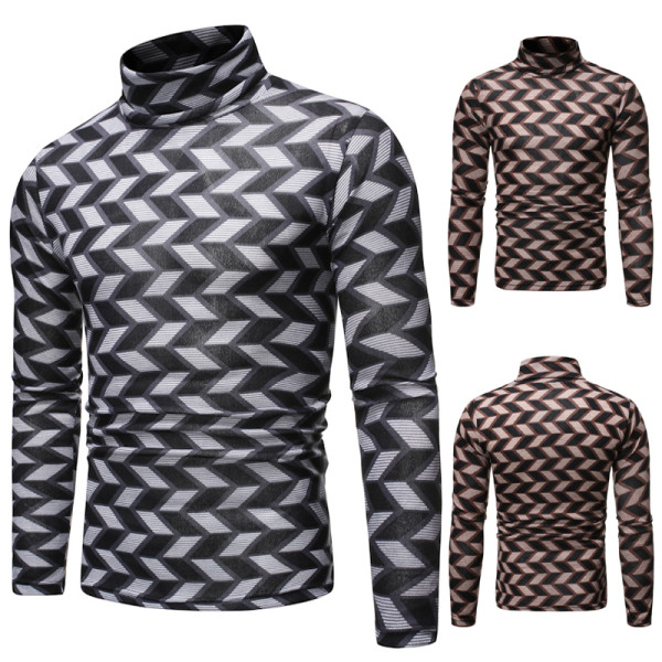 Μοντέρνο  ανδρικό πουλόβερ  με υψηλό κολάρο σε δύο χρώματα