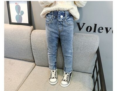 Μοντέρνα παιδικά τζιν σε δύο χρώματα με τσέπες για κορίτσια