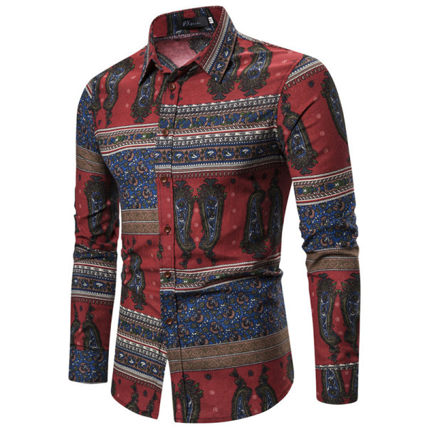 Modern férfi ing mintás, hosszú ujjú