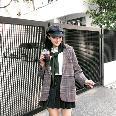 Γυναικείο καρό σακάκι με κουμπιά κλασικό μοντέλο