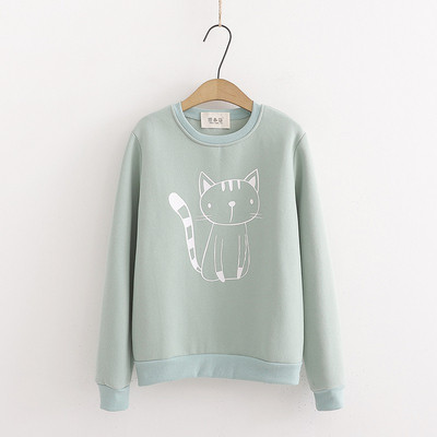 Μοντέρνα γυναικεία μπλούζα με στρογγυλό λαιμόκοψη και εφαρμογή σε πράσινο και μπεζ χρώμα