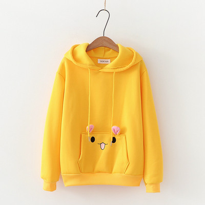 Modern női pulóver kapucnival fehér, rózsaszín és sárga színben