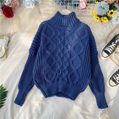 Μοντέρνο γυναικείο πουλόβερ με ψηλό κολάρο σε διάφορα χρώματα