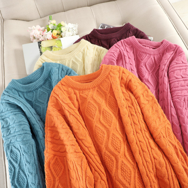 Pulover de dama casual cu decolteu rotund in mai multe culori