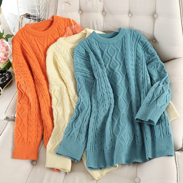 Pulover de dama casual cu decolteu rotund in mai multe culori