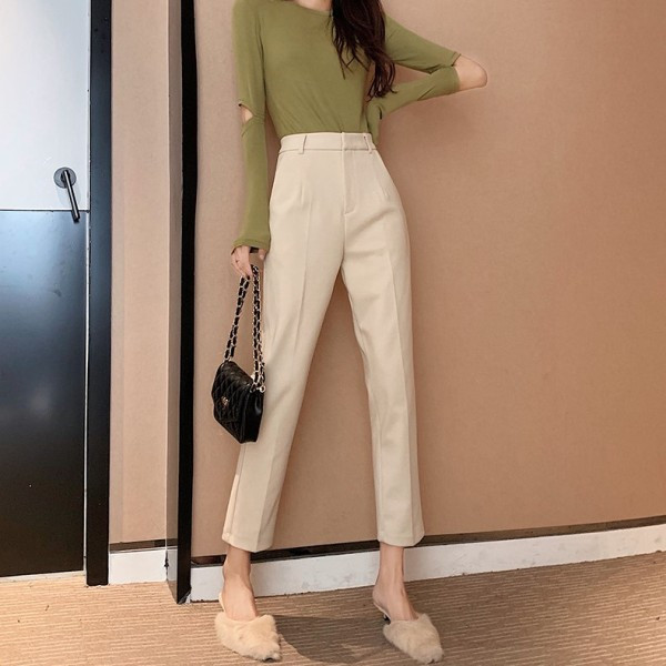 Elegáns női egyenes nadrág fehér és fekete színben