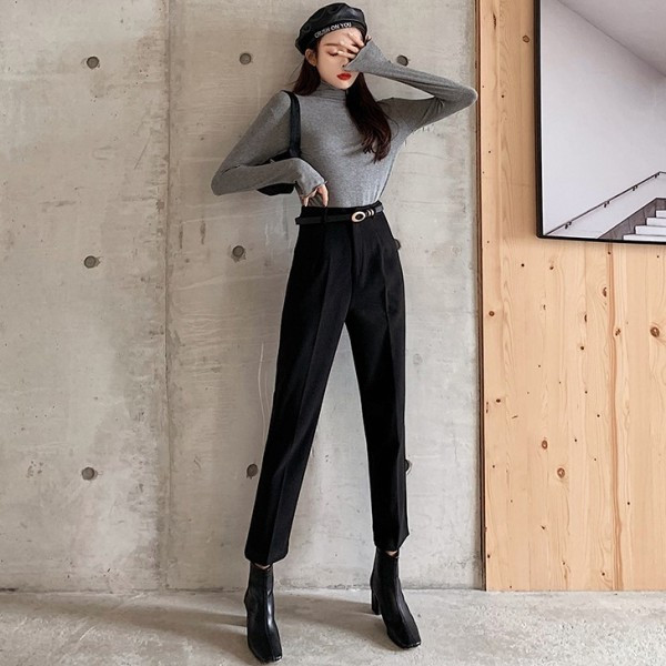 Elegáns női egyenes nadrág fehér és fekete színben