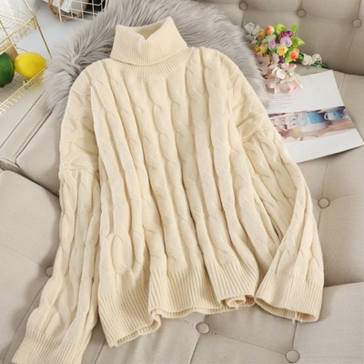 Női pulóver magas pólógallérral, rózsaszín, zöld és sárga színben