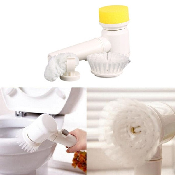 Többfunkciós elektromos tisztítókefe három fehér tartozékkal