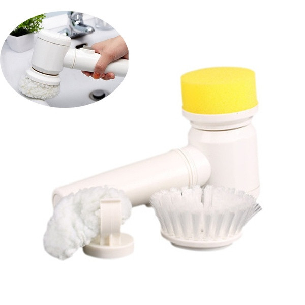 Többfunkciós elektromos tisztítókefe három fehér tartozékkal