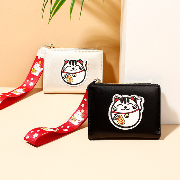 Napi női pénztárca fogantyúval és rátéttel, fehér, piros és fekete színben